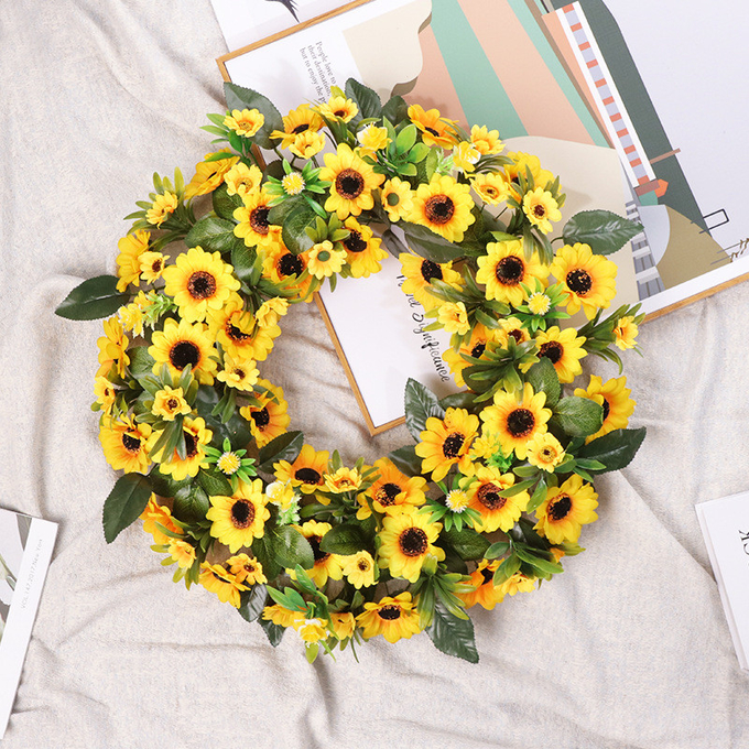 Künstlicher Garland Leaves Plant-Sonnenblumenkranz für Inneneinrichtung